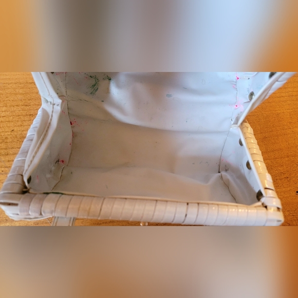 Vintage 1960's White Painted Wicker Bucket/Pail Purse Handbag Boho Retro Hippie - Picture 10 of 16